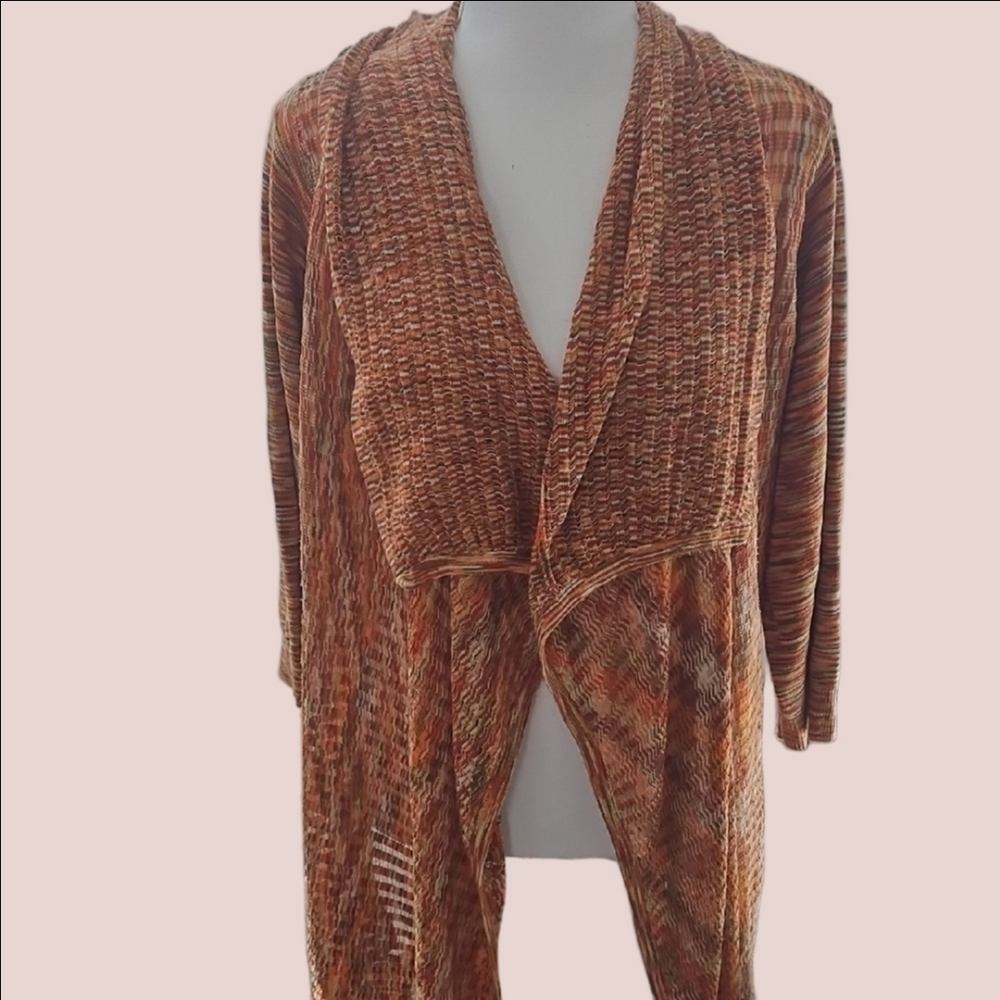 Valerie Bertinelli Multicolor Open-Front Cardigan  1X